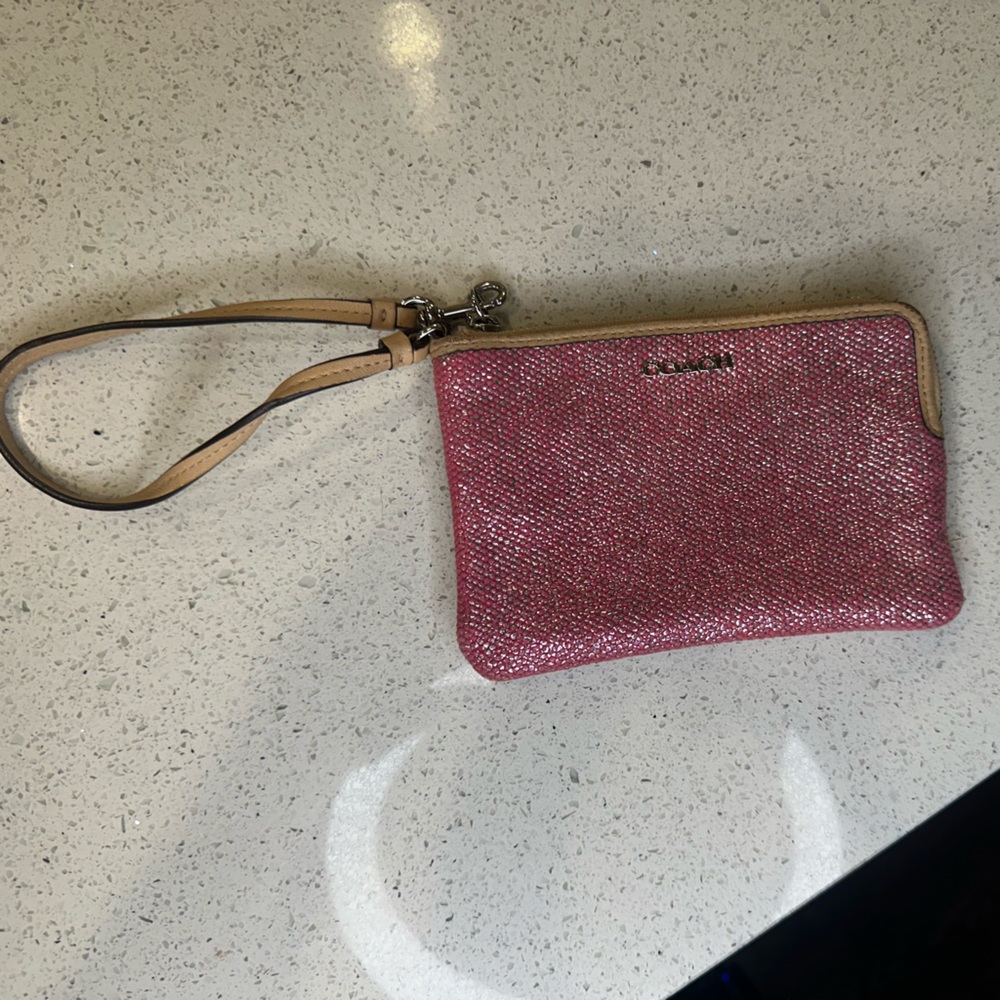 Coach Sparkly Pink Wristlet Clutch